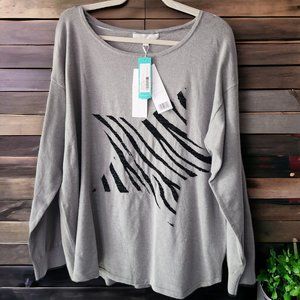 Adyson Parker Gray Sweater with Black Zebra Design